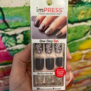 imPress Nails - New in Box - Press On - Gray/Pink/Silver Glitter